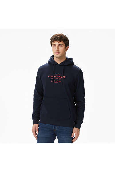 Tommy Hilfiger Oval Graphic Erkek Mavi Hoodie