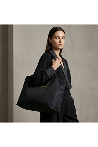 Jınıcha Siyah Katlanabilir Bez Çanta(Altın Toka) – Çantaya Takılabilir, Hafif...