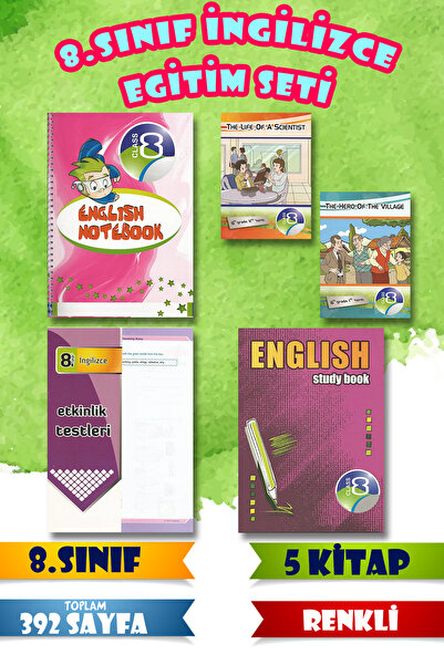 Harika Kitap 8. Sınıf İngilizce Eğitim Seti | 5 Kitap | 392 Sayfa | Renkli | ...