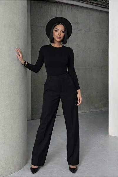 ALFUDO Moda Collection High Waist Fabric Trousers