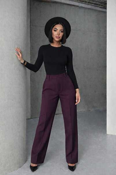 ALFUDO Moda Collection High Waist Fabric Trousers