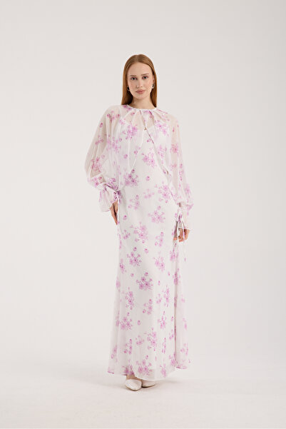 Stylish Stylish light purple soft floral chiffon dress