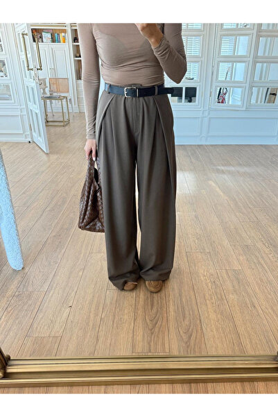 My Blog Nerzfarbene, plissierte Hose mit Gürtel und Seitentaschen - 4073