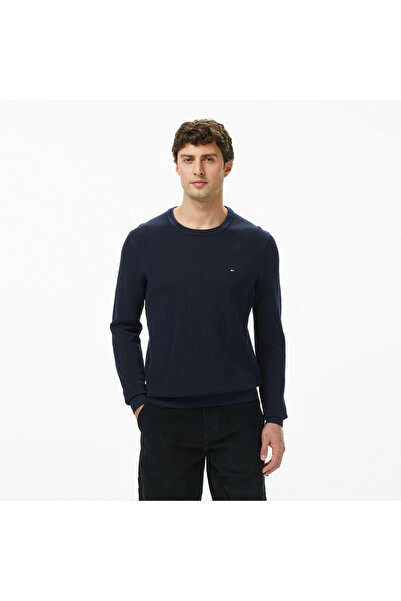 Tommy Hilfiger Ανδρικό λογότυπο μακρυμάνικο μπλε πουλόβερ MW0MW36347-DW5