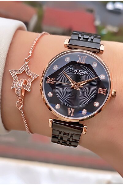 Tom Jones Brand Original - Black Rose Color - 2 Year Warranty Women's Wristwa...