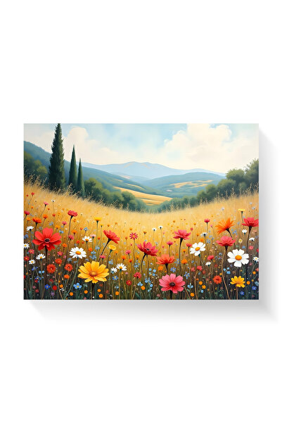 Printees Tablou - Câmp cu flori - Canvas pe șasiu