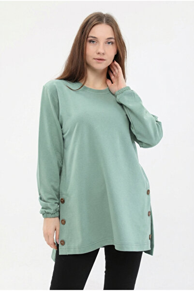 Birol Triko Дамска аквазелена туника с копчета