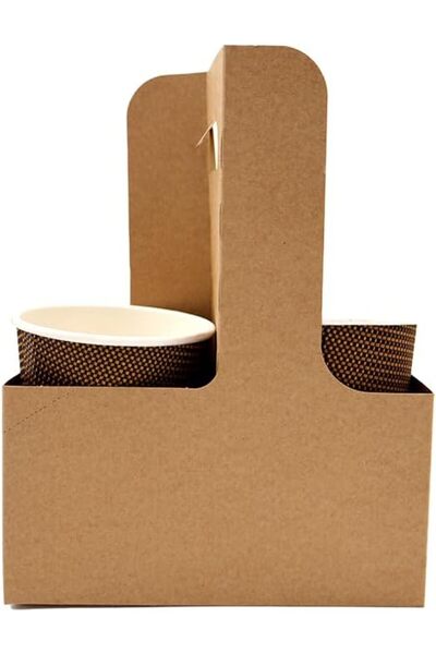 Ideal Pack علبة ورق كرافت صديقة للبيئة لحمل القهوة والعصير