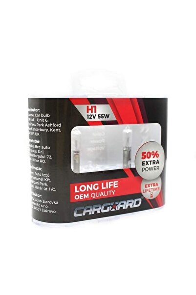 CarGuard Set of 2 Halogen bulbs H1, 55W, +50% Intensity - LONG LIFE -