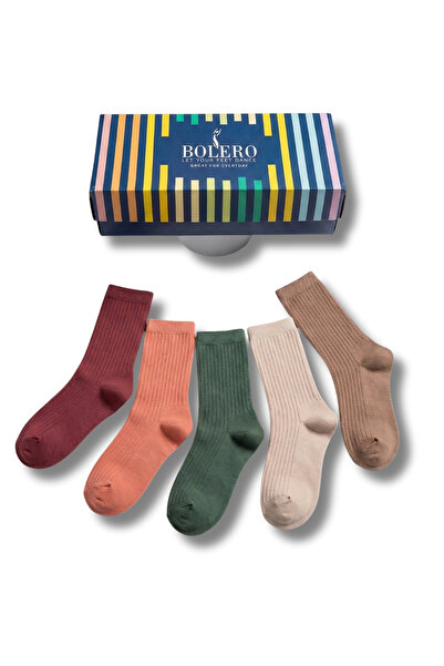 LYKOS Bolero 5-Piece Box Corded Fabric Bamboo Socks Set - Earth Tones