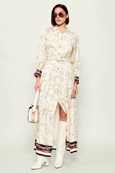 Guess Amanda Gömlek Yaka Kadın Çok Renkli Elbise 6RGK337439A-PM6Z