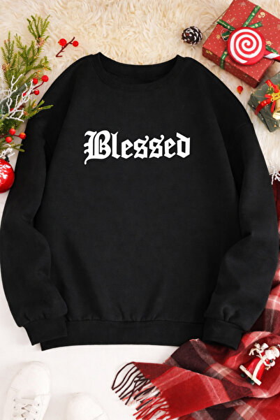 Pink Sky Ουνισέξ oversized Βαμβακερό με τύπωμα Φούτερ Blessed