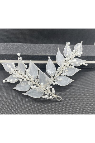 My'Elens Desing 2026 Neva Model Gelin Saç Aksesuarı, Nikah Aksesuarı İkili Ya...