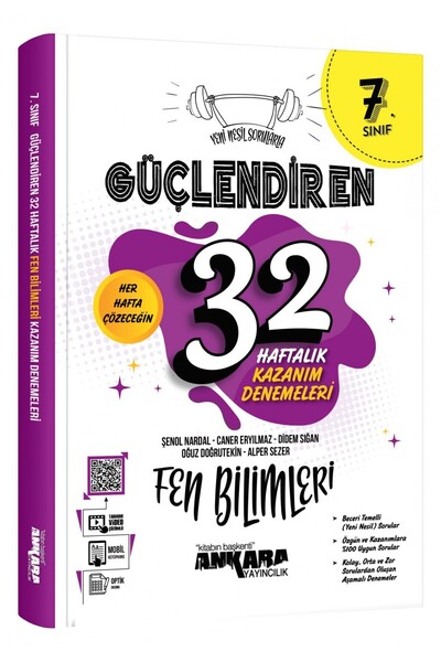 Ankara Yayıncılık 7. Sınıf Güçlendiren 32 Haftalık Fen Bilimleri Kazanım Dene...