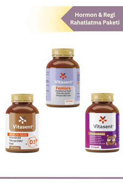 VİTASENT 3'lü Hormon & Regl Rahatlatma Paketi – Femlora, MagComplex 4 ve Vita...