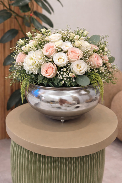 Acarya Design Gümüş Dekoratif Metal Kase Ayaklı – Salon & Orta Sehpa Şık Sunu...