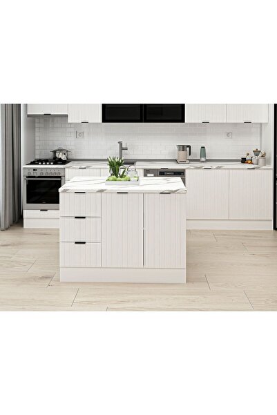 Alvinka 120 Cm Mbr_B Ada Mutfak Dolabı Beyaz Beyaz Mdf