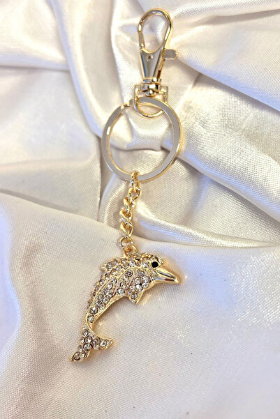 Luxe Loom Zarafetin Işıltısı Zirkon Taşlı Balık Figürlü Çanta Aksesuarı - Cha...