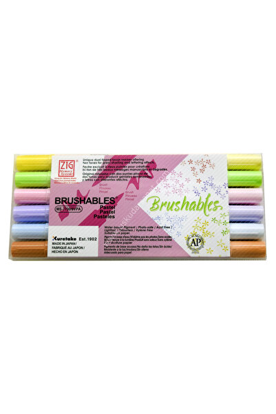 Zig Brushables 2 Renk Tonu Fırça Uçlu Marker Kalem 6'LI PASTEL TONLAR SET