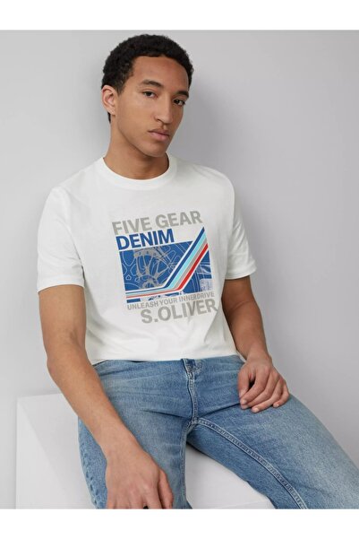 s.Oliver Ανδρικό T-shirt με στάμπα Unleash your inner drive, κανονική γραμμή,...