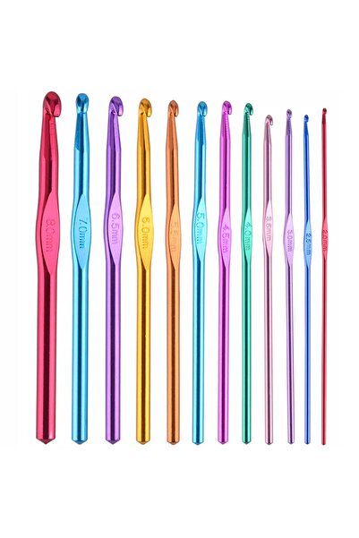 zola Set de croșetat ®, 12 piese, diferite mărimi și culori, de la 2 mm la 8 mm