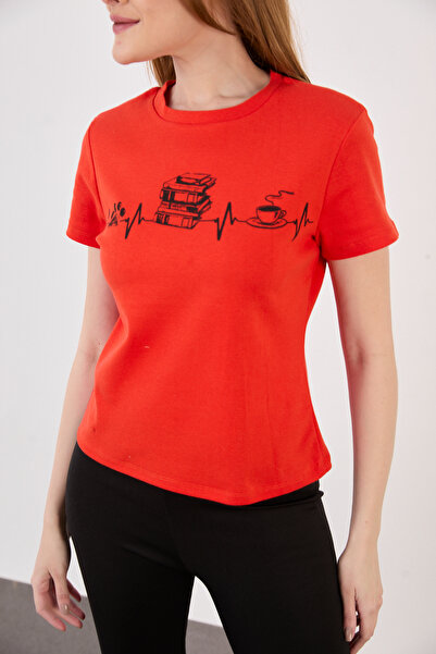 ZAZZONİ Printed Short Sleeve Women's T-Shirt