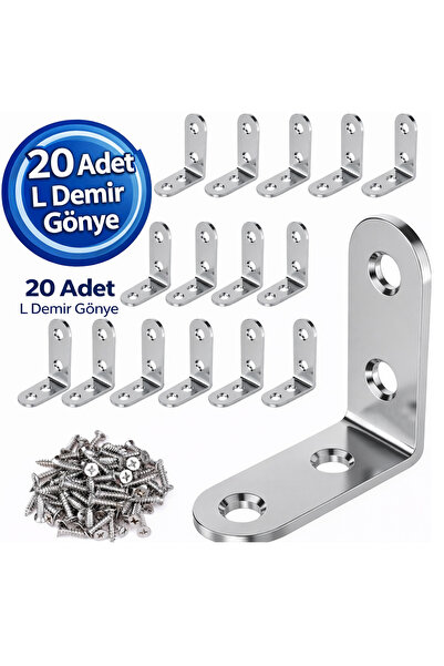 DESIPHON L Demir Gönye Köşebent 15x26x26 mm 20 Adet Mobilya Dolap Raf Masa Kö...