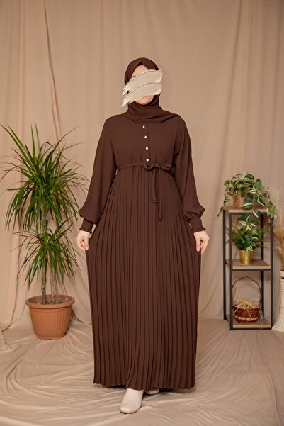 Nissra Ankanoor Pearl Buttoned Pleated Design Dress Anka265129