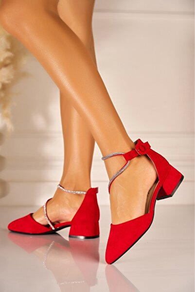 Joana Tocuri roșii din piele întoarsă, din piele ecologică, mărimea 35