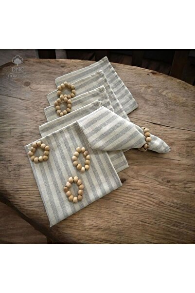 DNC home tekstil Gray Thin Striped Napkin Set 40X40 6 Pieces with Buckle Gift