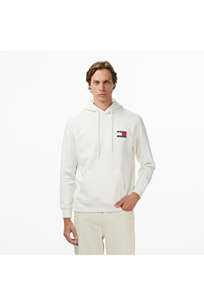 Tommy Hilfiger Tommy Jeans Regular Essential Flag Erkek Beyaz Hoodie