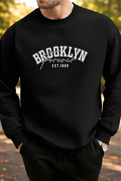 Pink Sky Ουνισέξ oversized Βαμβακερό με τύπωμα Φούτερ Μπρούκλιν