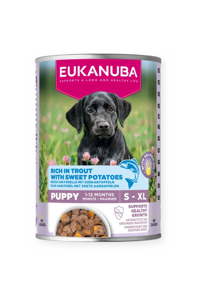 Eukanuba Hrana umeda pentru caini, Life Care Puppy, Trout & Sweet Potatoes400gr