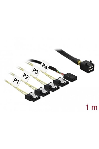 DELOCK Mini SAS HD SFF-8643> 4 X SATA 7 PIN ARTERD + SIDEBAND 1 M Cable