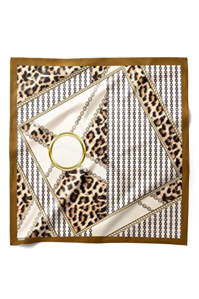 HAWWA وشاح باندانا بنمط الفهد مع حلقة ذهبية