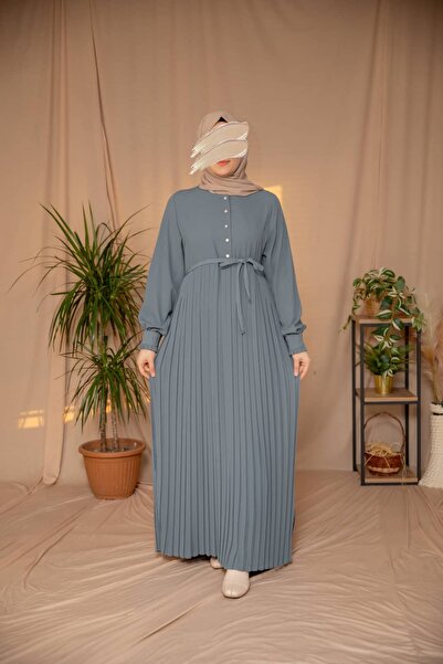 Nissra Ankanoor Pearl Buttoned Pleated Design Dress Anka265129