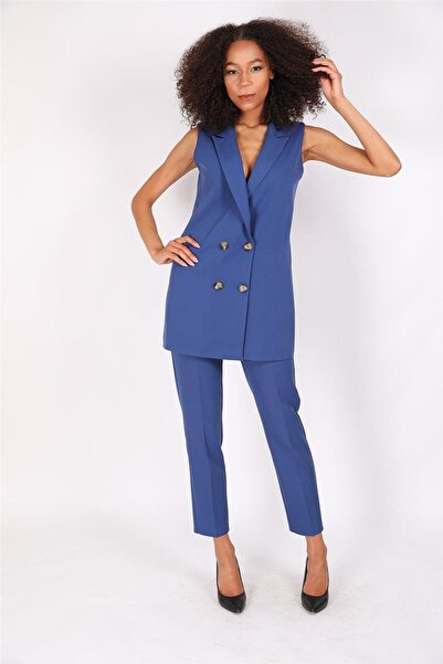 ÖNDER ÖZSOY Long Men's Collar Double-Breasted Hijab Vest & Elastic Tight-Legg...