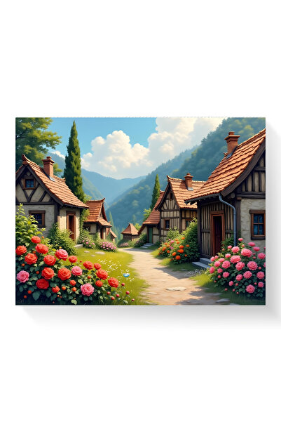 Printees Tablou - Flori în satul de munte - Canvas pe șasiu