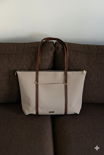 Madame ASKILARI HALKA DETAYLI BÜYÜK EKRU KADIN OMUZ ÇANTASI EN42 BOY32