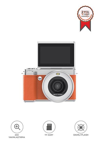 Torima Dijital Fotoğraf Video Kamera Wifi 5K CMR45 Turuncu