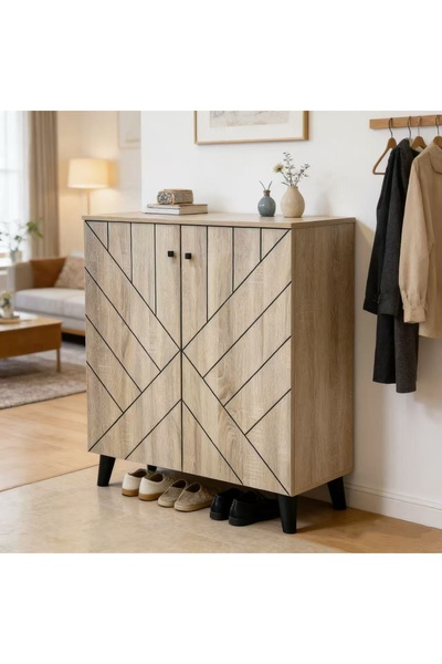 Bleco Modern wooden shoe rack, dimensions: 90x80x35 cm (self-assembly required)