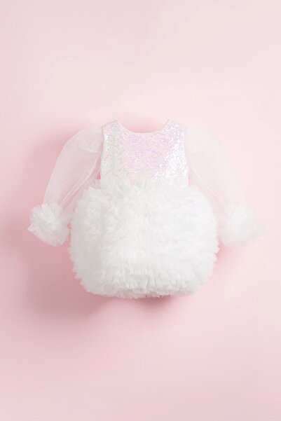 Banamio Luna Uzun Tül Kollu Kabarık Tüllü Tütülü Kız Çocuk Elbise