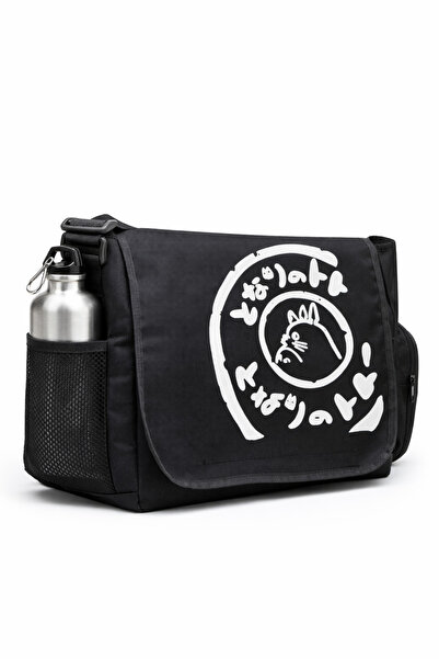 Timburly Unisex Horizontal Black Messenger Bag - Skp