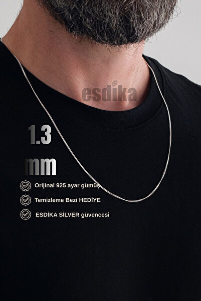 esdika 1.3MM GURMET GÜMÜŞ KOLYE ZİNCİR • 925 AYAR GÜMÜŞ • PREMİUM STERLİNG Sİ...