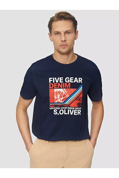 s.Oliver Ανδρικό T-shirt με στάμπα Unleash your inner drive, κανονική γραμμή,...