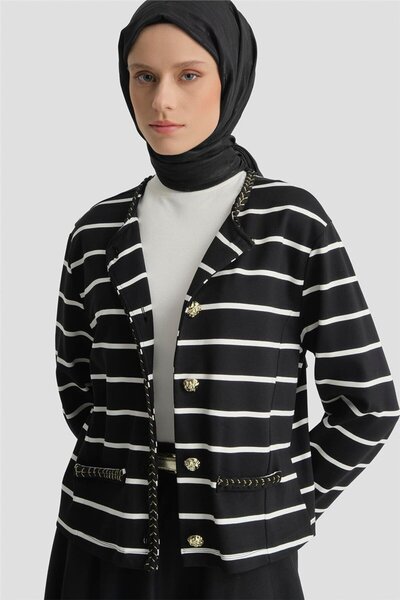 Armine Çizgili Ceket Siyah