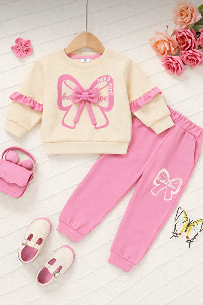 Beka Kids Розово комплектче от суитшърт и панталони за момичета с панделка