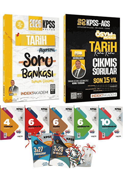 İndeks Akademi 2026 KPSS İndeks Tarih Soru Bankası ve Son 15 Yıl Tarih Çıkmış...