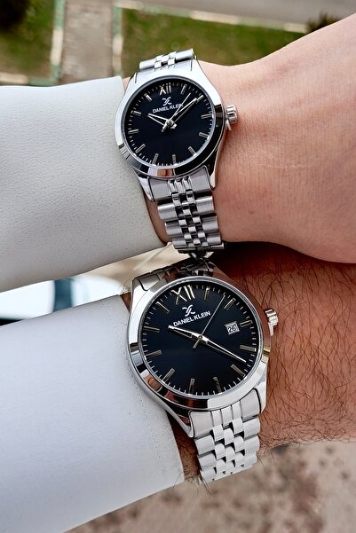 Daniel Klein Kordonu Gümüş Kadranı Siyah Renk 24 Ay Garantili Sevgili Çift Ko...