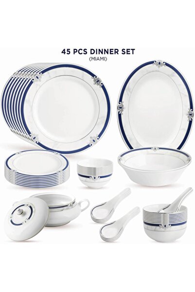 PEGGY OLIVER Miami Collection 45 Pcs Dinner Set Platinum Plated